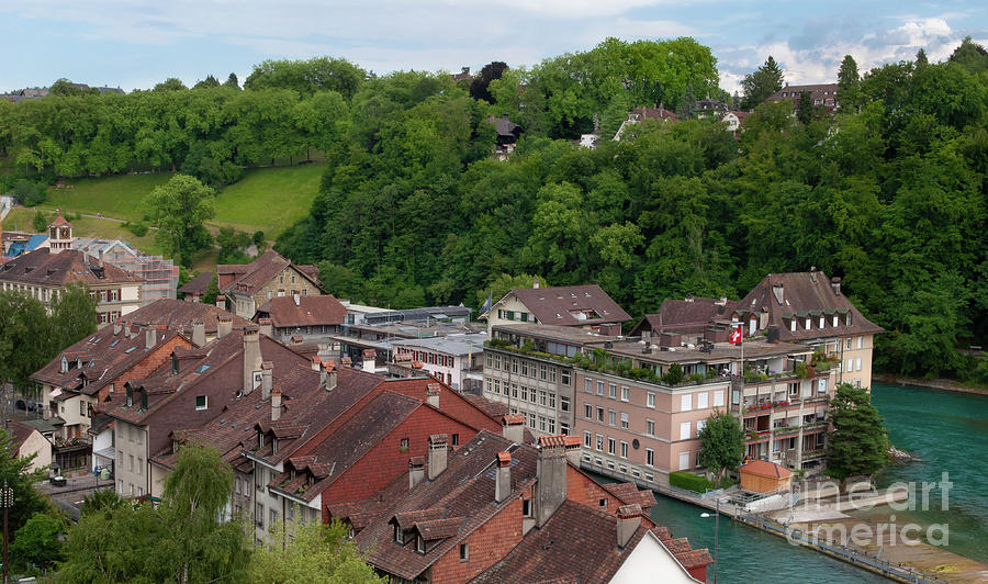 Mountain Photograph - Homes by the Aare River Bern Switzerland by Dejan Jovanovic
