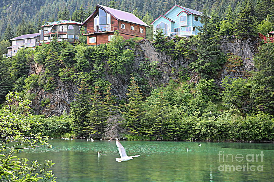 Homes on Hill Alaska  Photograph by Chuck Kuhn