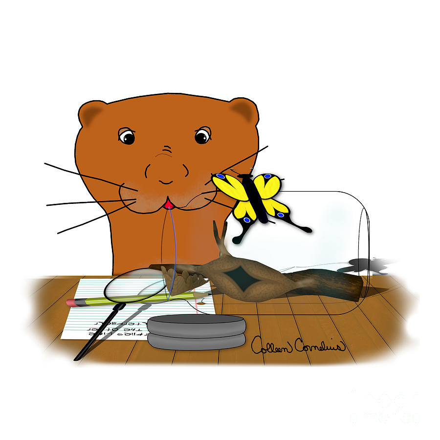 Homeschooling Oliver The Otter - The Butterfly Digital Art by Oliver The Otter