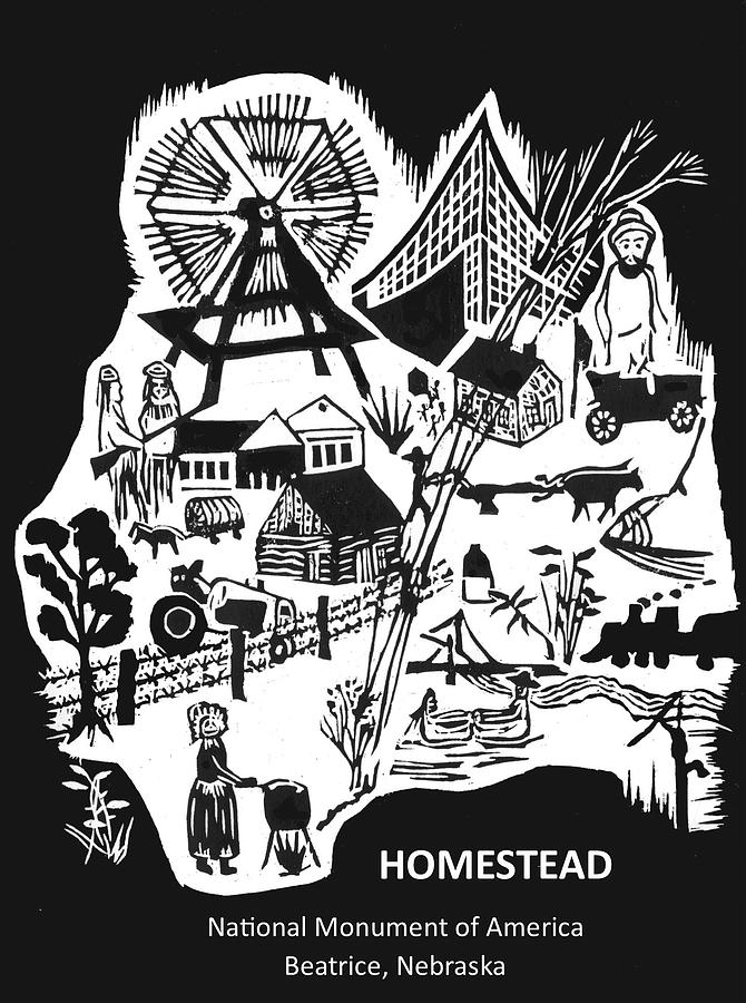 Homestead National Monument Relief - Homestead National Monument of America Poster by Ben Bohnsack Homestead National Monument Relief - Homestead National Monument of America Poster by Ben Bohnsack