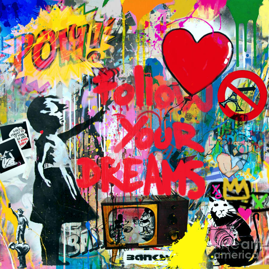 Hommage - Follow u dreams - Dada Painting by Felix Von Altersheim