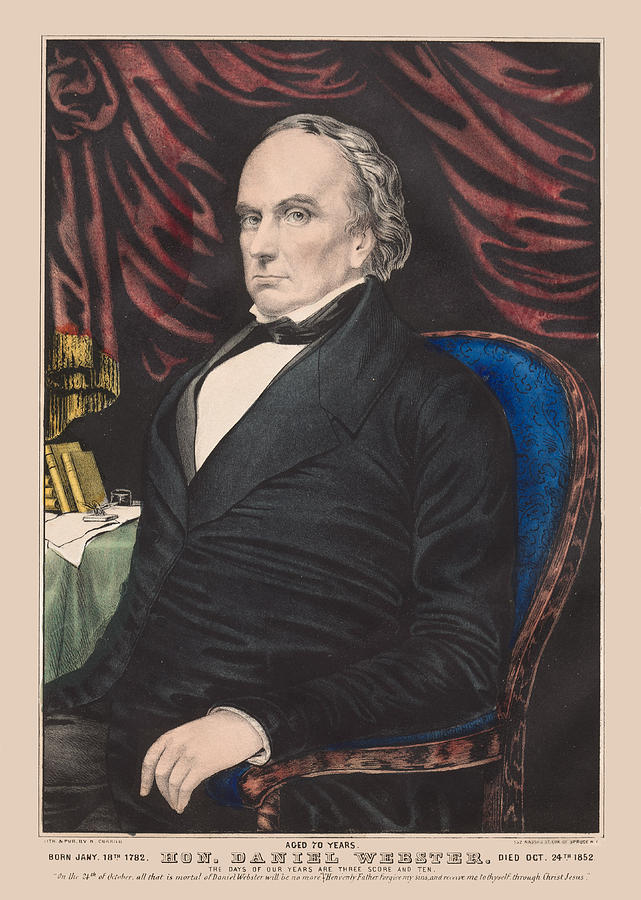 Hon. Daniel Webster, Aged 70 Years Drawing by Nathaniel Currier