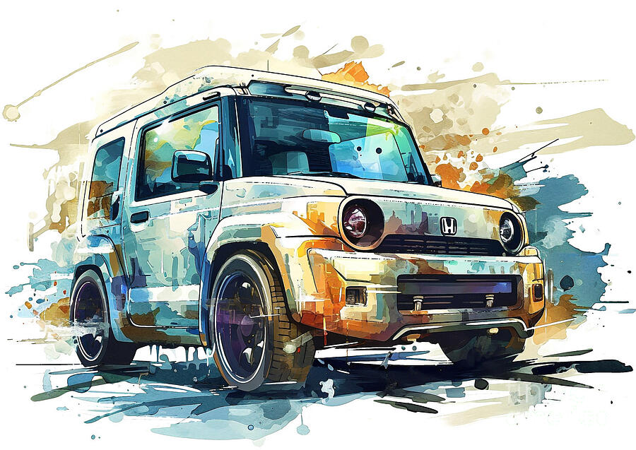 Car Painting - Honda Element SC auto vibrant colors by Clark Leffler