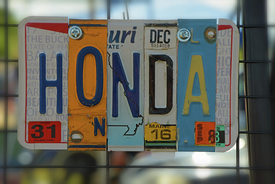 Honda License Plate Photograph by Mike Martin