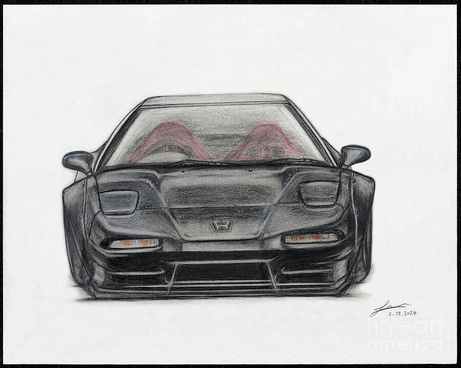 Car Drawing - Honda NSX Sports Car by Hye Eun