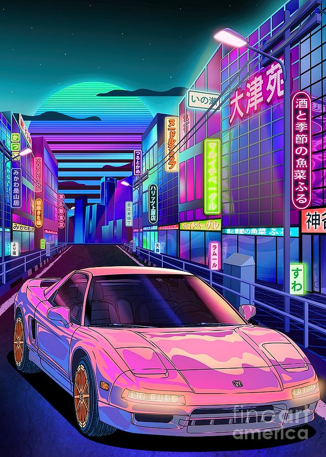 Honda NSX Vaporwave Painting by Butler Phillips - Fine Art America