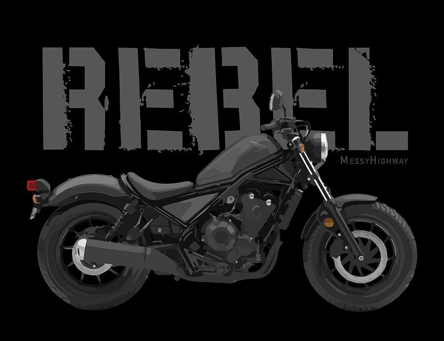 Motorcycle Digital Art - Honda Rebel 500 19 black, s by Messy Highway