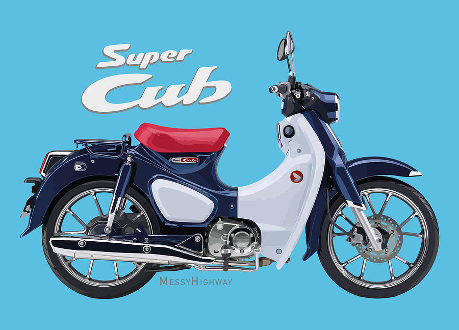 Honda Super Cub C125 19 blue, sl Digital Art by Messy Highway - Fine ...