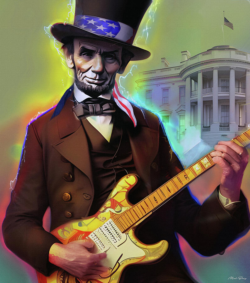 Honest Abe Rocks the White House Digital Art by Mal Bray