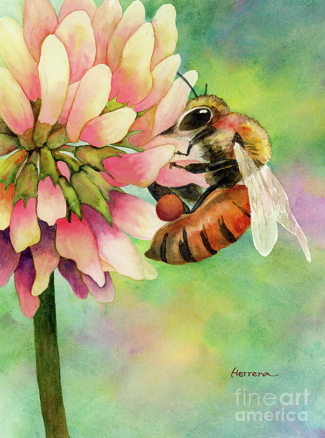 Honey Bee On Clover Painting