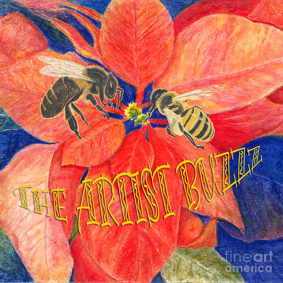 Honey Bee on Poinsettia logo for The Artist Buzzz Group Digital Art by Conni Schaftenaar