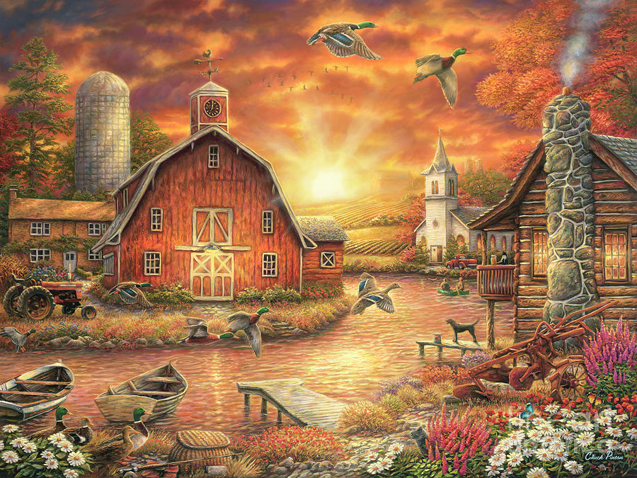 Sunset Painting - Honey Drip Farm by Chuck Pinson