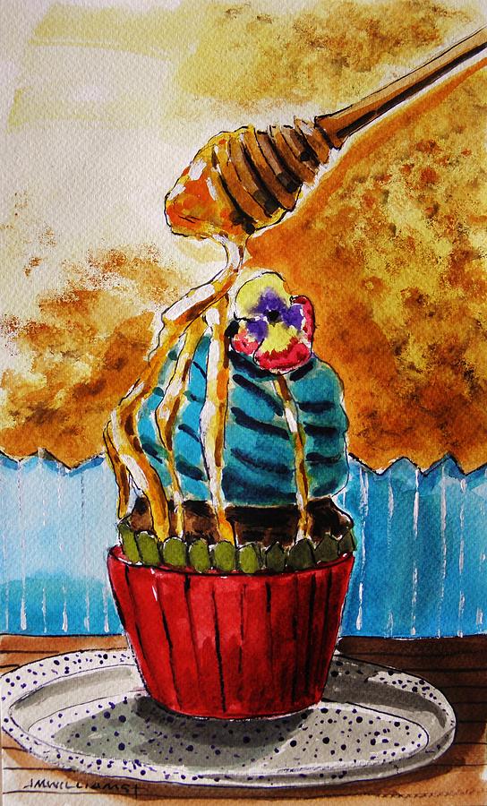 Honeybee Cupcake Painting by John Williams