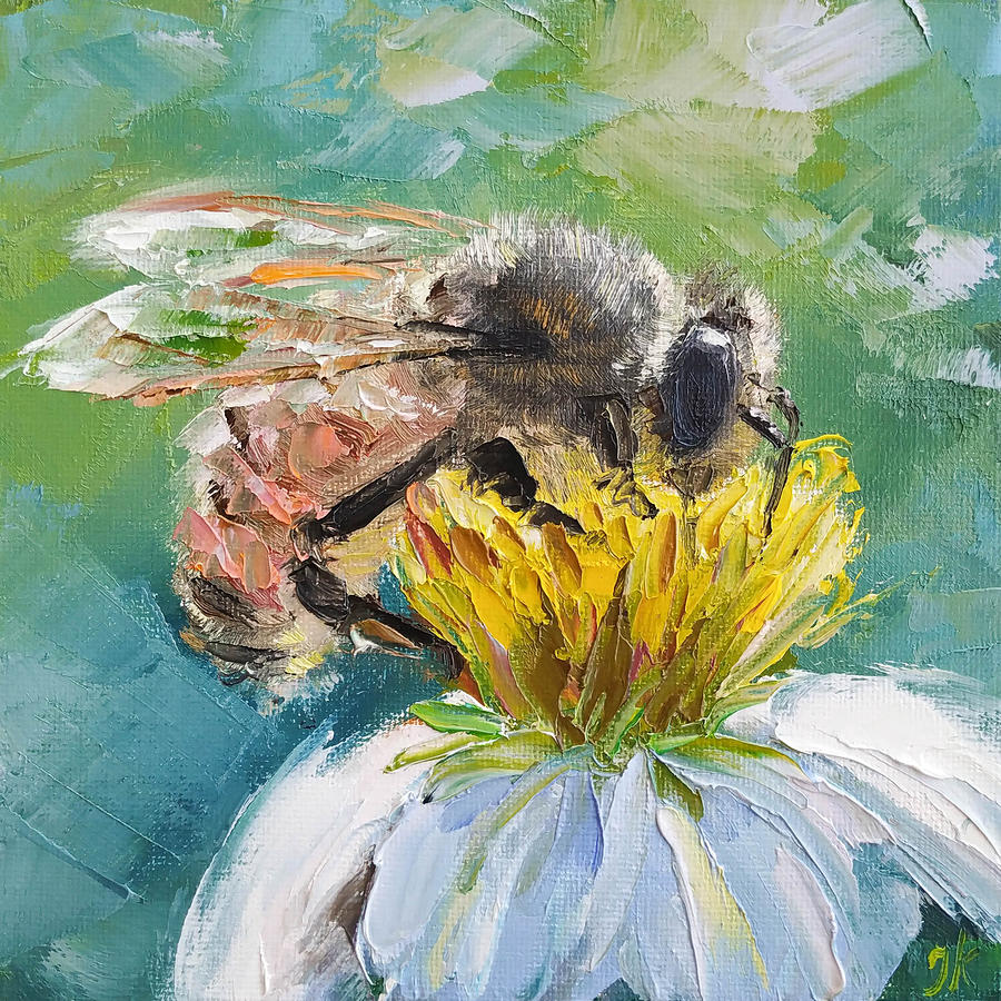 Honeybee painting Painting by Iryna Khort | Fine Art America