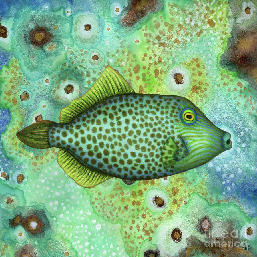 Honeycomb Leatherjacket Abstract Painting by Amy E Fraser