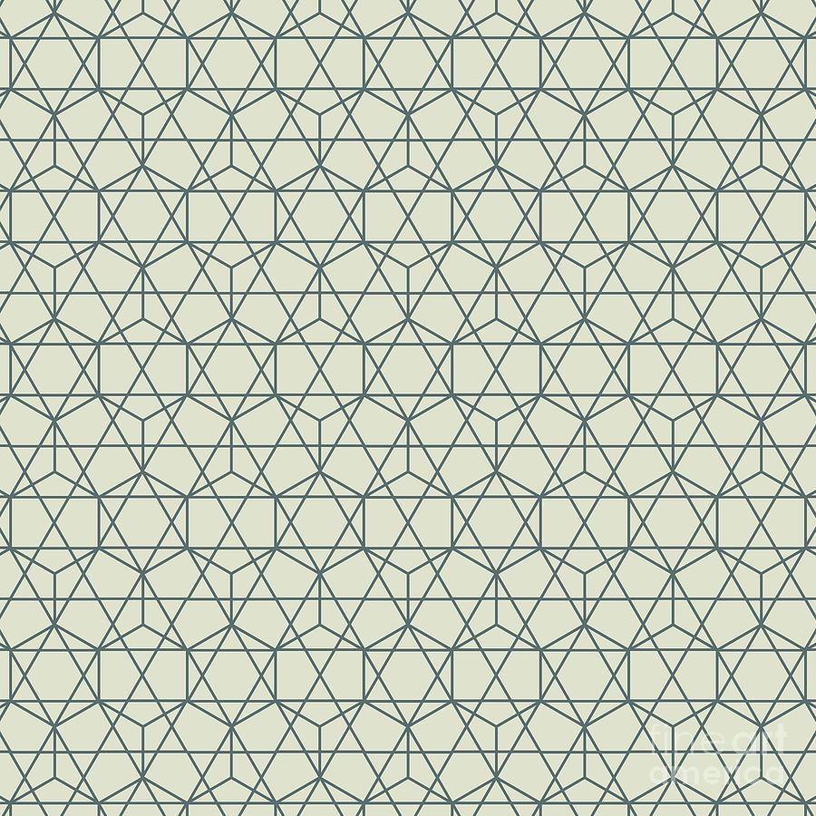 Honeycomb With Star Grid Pattern in Bone White And Slate Gray n.2593 Painting by Holy Rock Design
