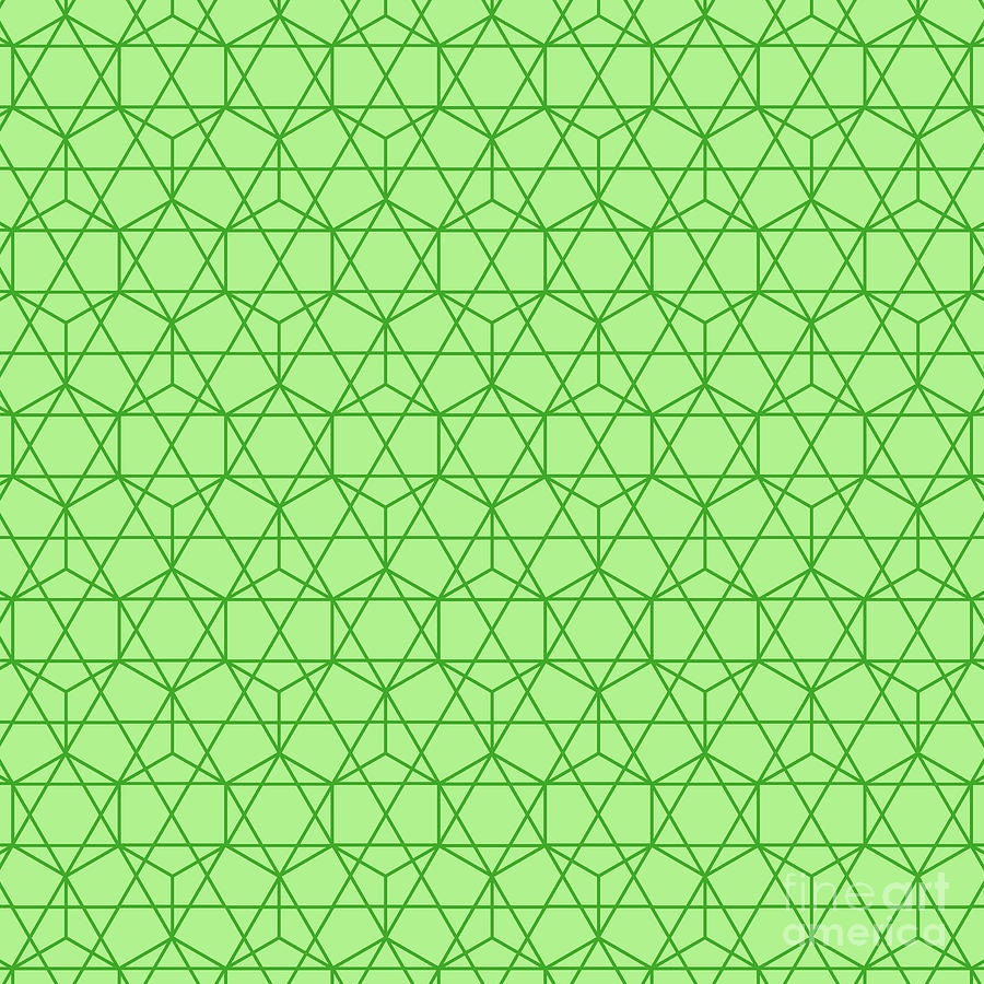 Honeycomb With Star Grid Pattern In Light Apple And Grass Green N.2945 Painting