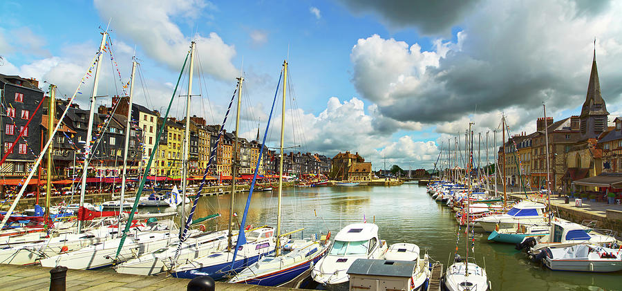 Honfleur boats in old port, Normandy Photograph by Stefano Orazzini
