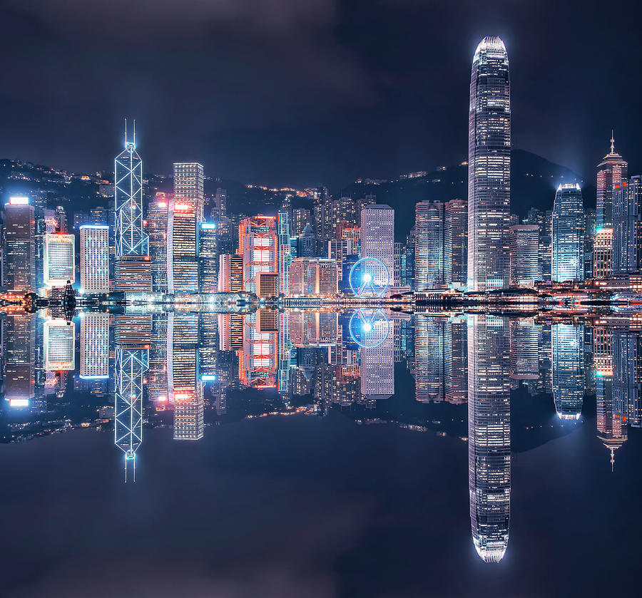 Architecture Photograph - Hong Kong City Reflection by Manjik Pictures