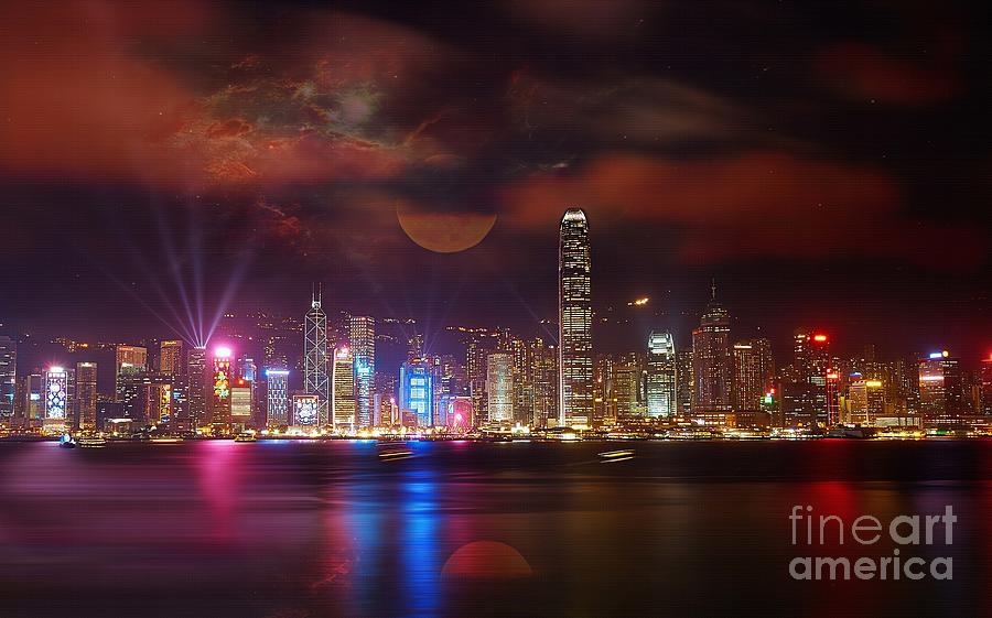 Hong Kong City scape  Painting by Gull G