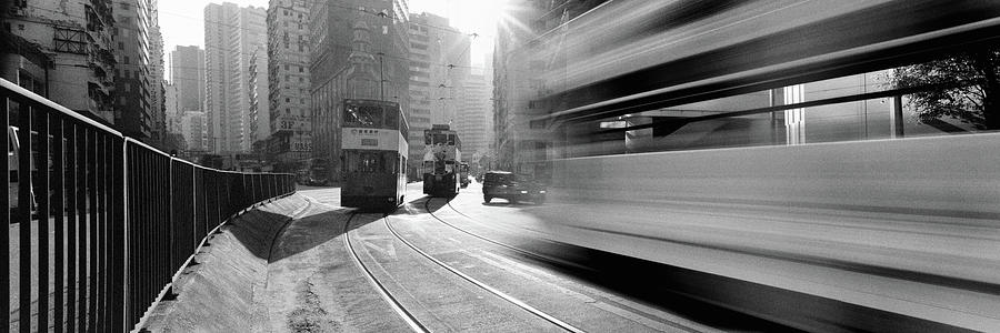 Hong Kong island trams black and white Photograph by Sonny Ryse