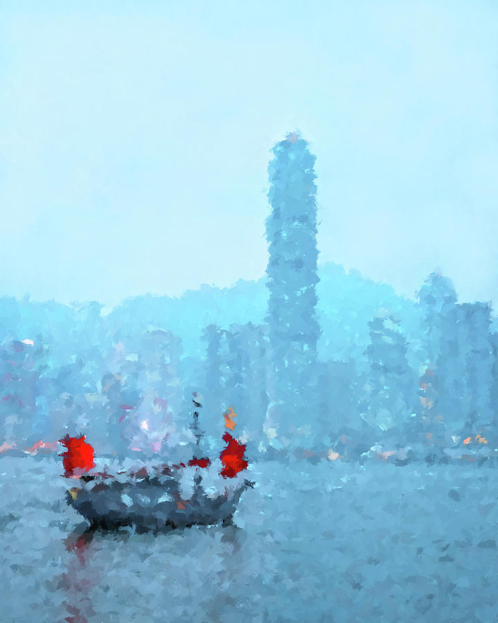 Hong Kong Skyline Painting by Alex Mir