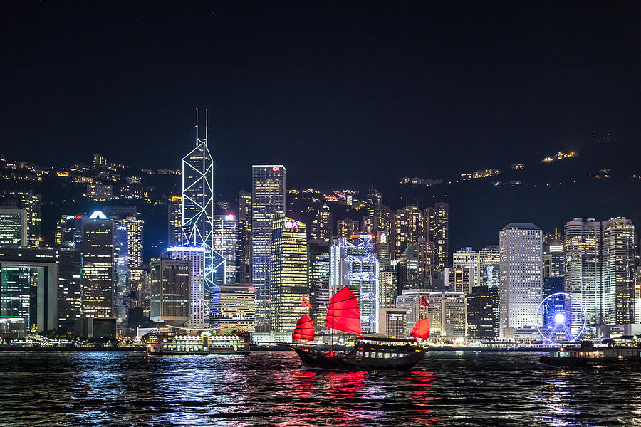 Hong Kong Skyline at Night Photograph by Yongyuan Dai