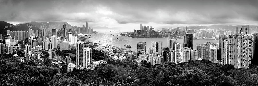 Hong Kong Skyline from north point black and white Photograph by Sonny ...
