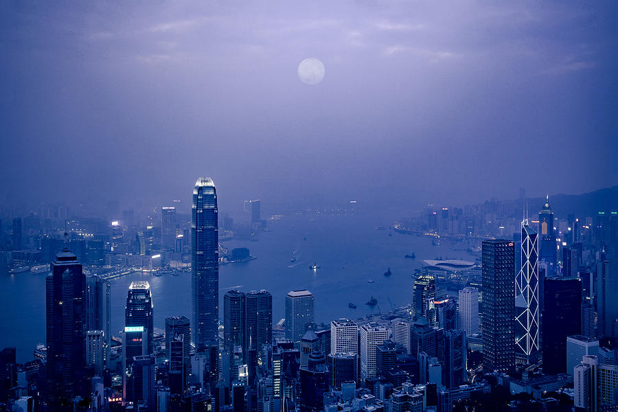 Hong Kong skyline in the moonlight Photograph by @by Feldman_1