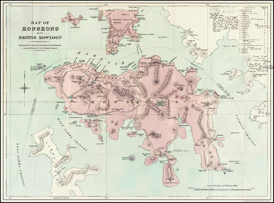 Hong Kong With British Kowloon Vintage Map 1888 Photograph by Carol ...