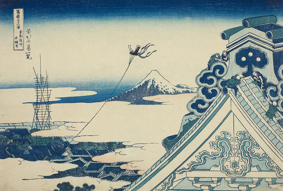 Honganji Temple at Asakusa in Edo, from the series Thirty-Six Views of Mount Fuji Relief by Katsushika Hokusai