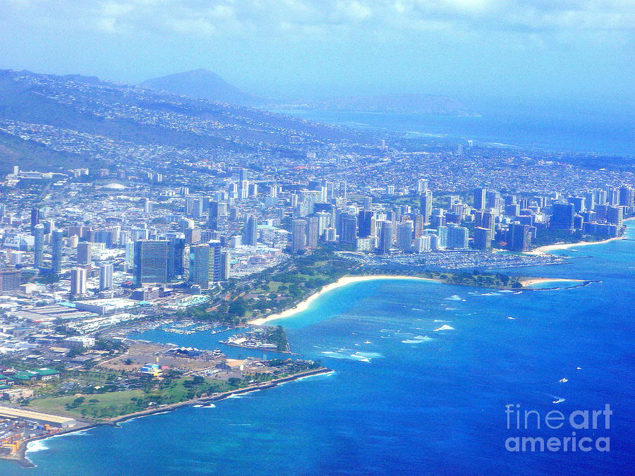 Honolulu and Waikiki from the Air Photograph by Mary Deal