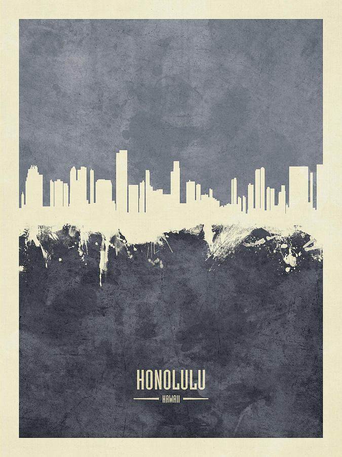 Honolulu Digital Art - Honolulu Hawaii Skyline #36 by Michael Tompsett