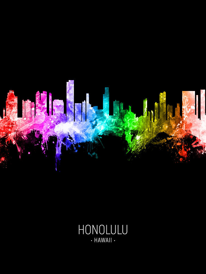 Honolulu Digital Art - Honolulu Hawaii Skyline #62 by Michael Tompsett