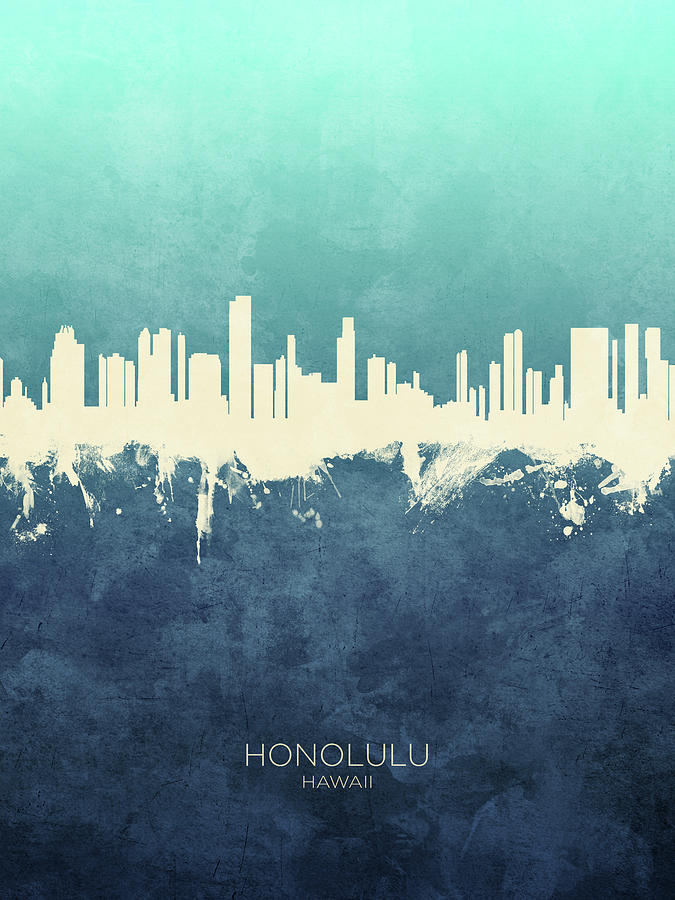 Honolulu Digital Art - Honolulu Hawaii Skyline #84 by Michael Tompsett