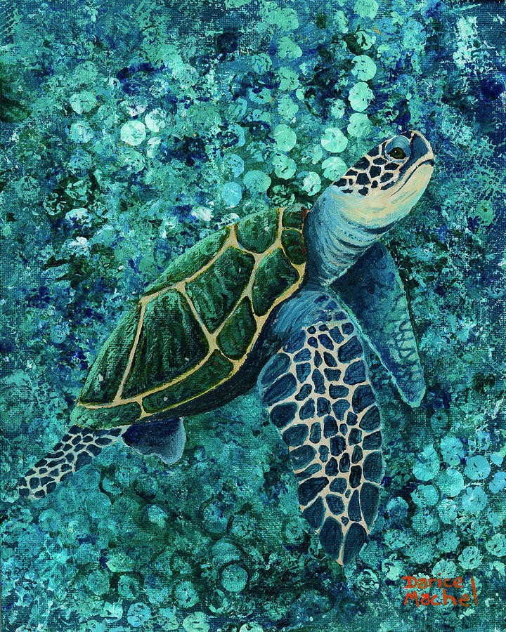 Honu In The Deep Blue Sea Painting by Darice Machel McGuire