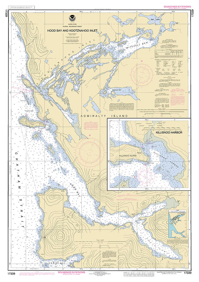 Hood Bay And Kootznahoo Inlet Alaska, Noaa Chart 17339 Digital Art by ...