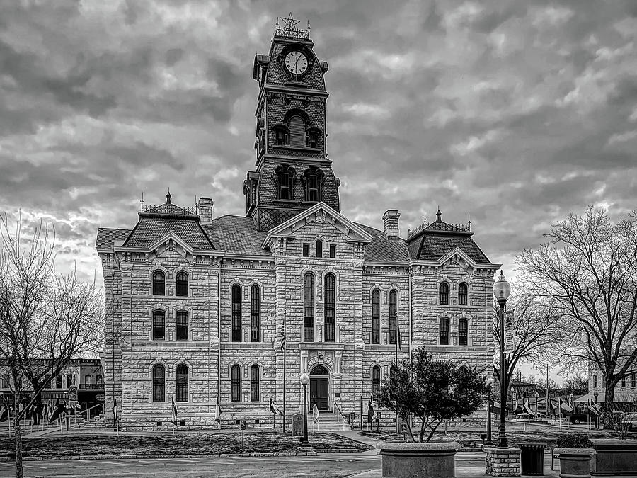 Hood County Courthouse Black And White Photograph
