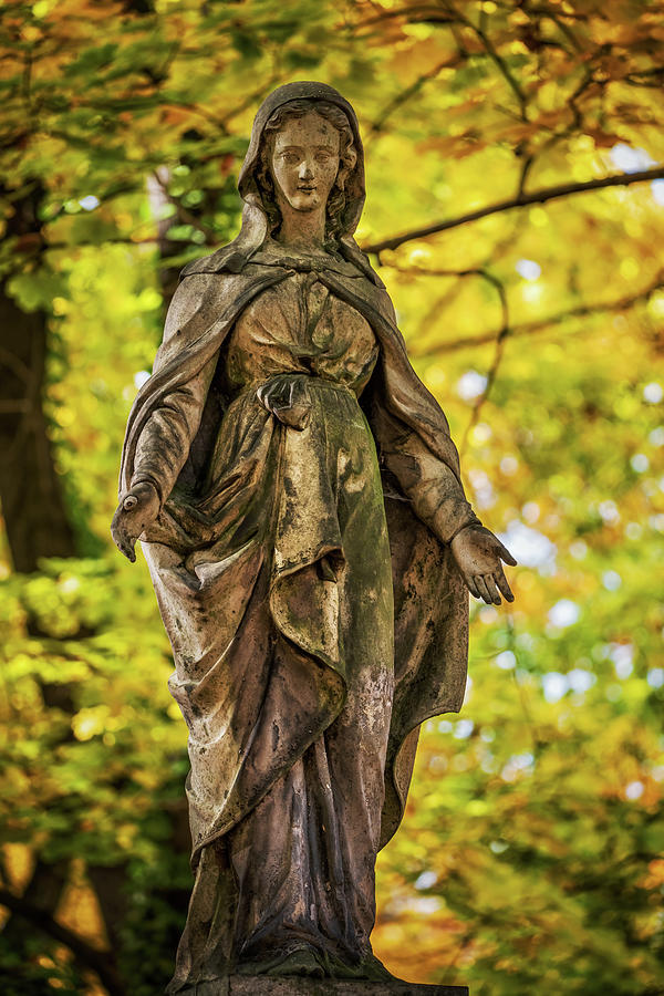 Hooded Lady In Dress Cemetery Sculpture Photograph by Artur Bogacki