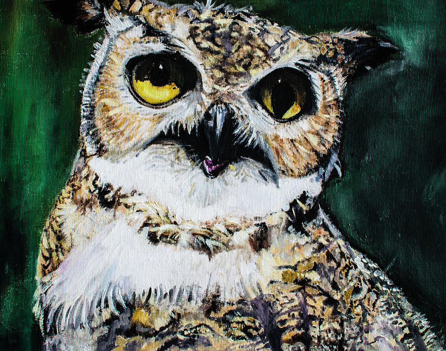 Hoodini the Owl Painting by Rowan Lyford