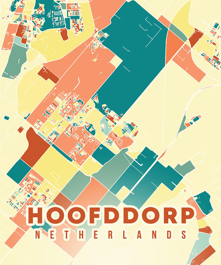 Hoofddorp Netherlands Map Digital Art by Alexandru Chirila | Pixels