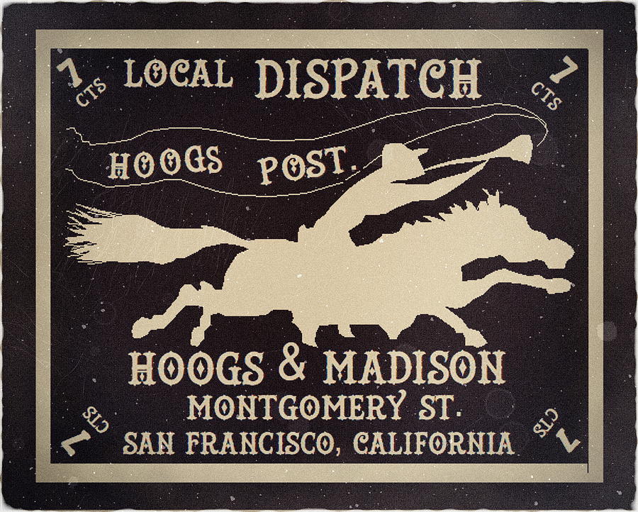Hoogs Local Dispatch Stamp - 7cts. Art Post Drawing by Fred Larucci
