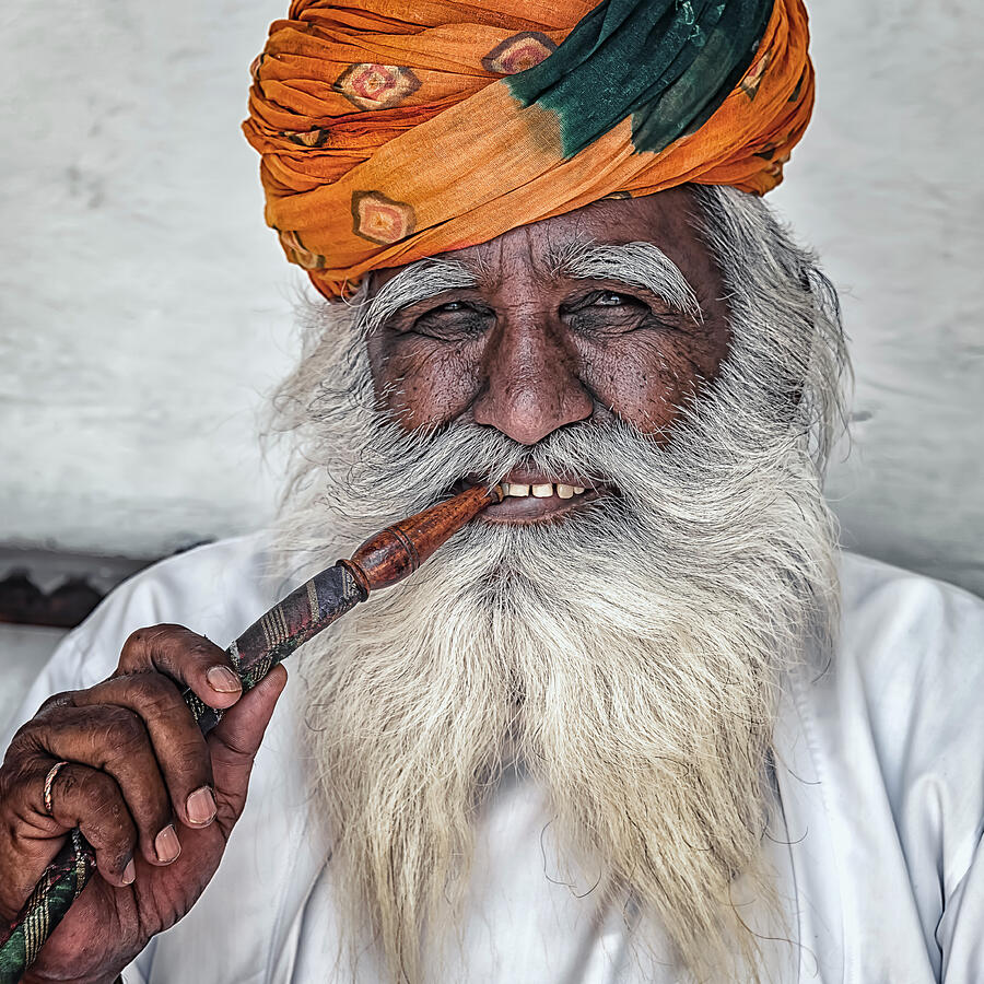 Portrait Photograph - Hookah Smoker by Manjik Pictures
