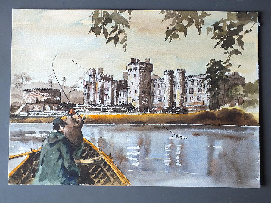Hooked on Lough Corrib, Ashford Castle. Painting by Val Byrne