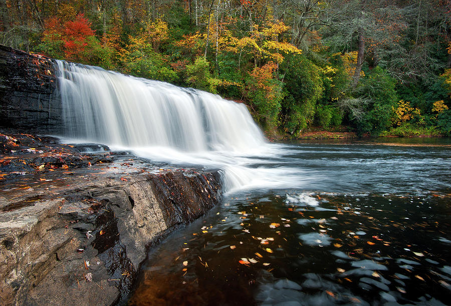 Waterfall Photograph - Hooker Falls in Autumn - Fall Foliage in Dupont State Forest by Dave Allen