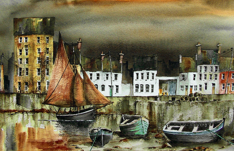 Hooker leaving the Cladagh Painting by Val Byrne