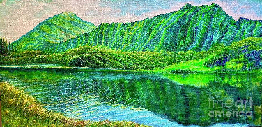 Hoomaluhia State Park Hawaii Painting by Leland Castro