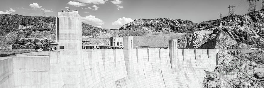 Hoover Dam Black and White Panorama Photo Photograph by Paul Velgos