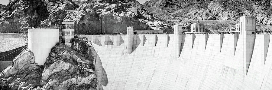 Hoover Dam Black and White Panoramic Picture Photograph by Paul Velgos