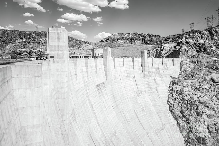 Hoover Dam Black and White Photo Photograph by Paul Velgos